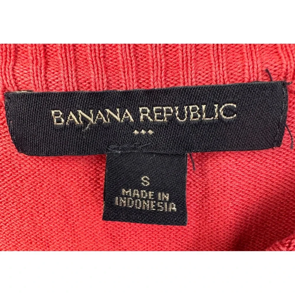 Banana Republic Sweater Womens Small Coral Pink Cotton 3/4‎ Sleeve Lightweight